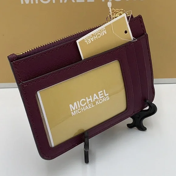 MICHAEL KORS SMALL TOP ZIP COINPOUCH WITH ID BORDEAUX COLOR - Picture 9 of 11